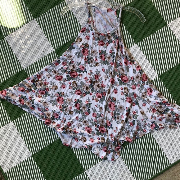 Tops - Razor back asymmetrical tank. Pink and red rose